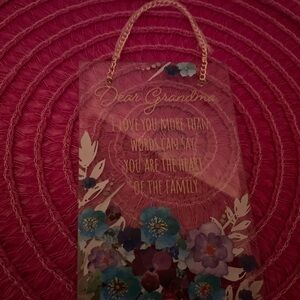 Decorative sun catcher or wall hanger for Grandma . Floral, blue ,white ,clear .